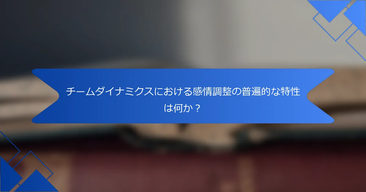 チームダイナミクスにおける感情調整の普遍的な特性は何か？