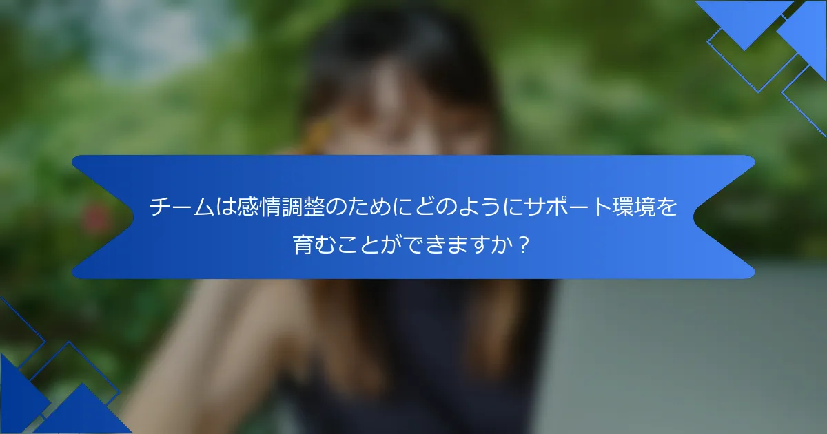 チームは感情調整のためにどのようにサポート環境を育むことができますか？
