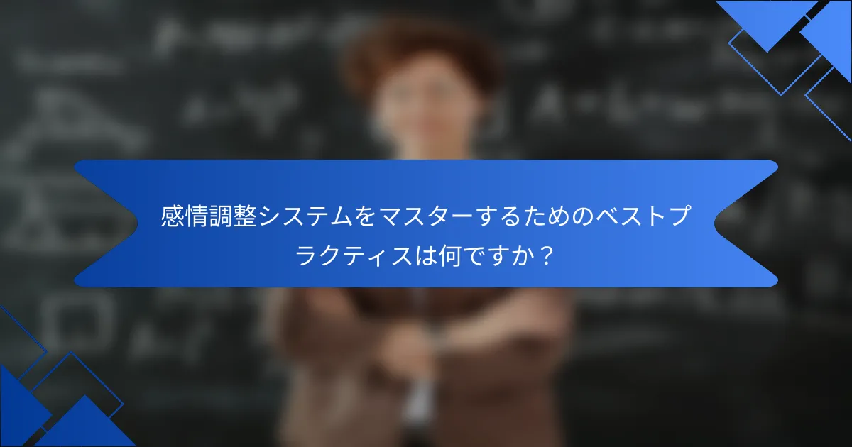 感情調整システムをマスターするためのベストプラクティスは何ですか？