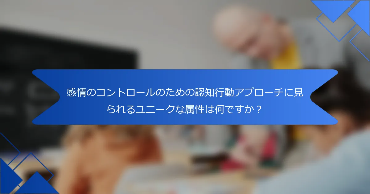 感情のコントロールのための認知行動アプローチに見られるユニークな属性は何ですか？