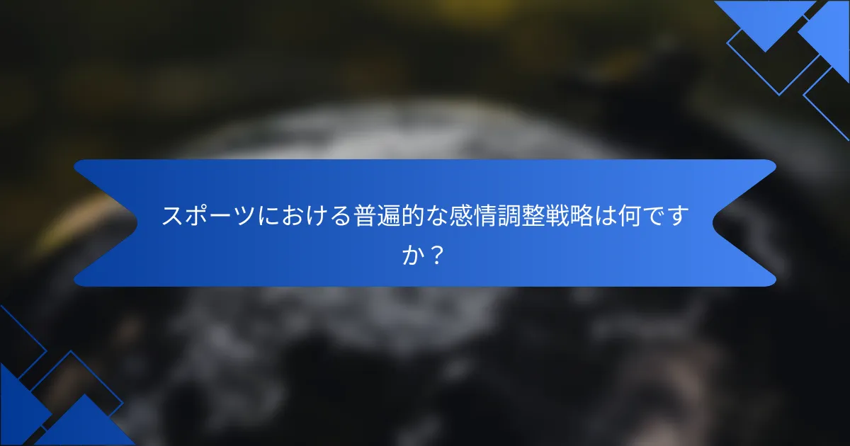 スポーツにおける普遍的な感情調整戦略は何ですか？