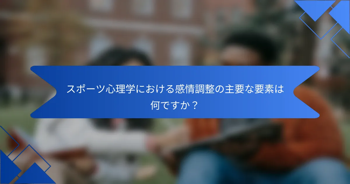 スポーツ心理学における感情調整の主要な要素は何ですか？