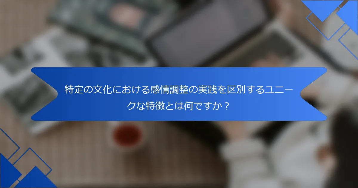 特定の文化における感情調整の実践を区別するユニークな特徴とは何ですか？