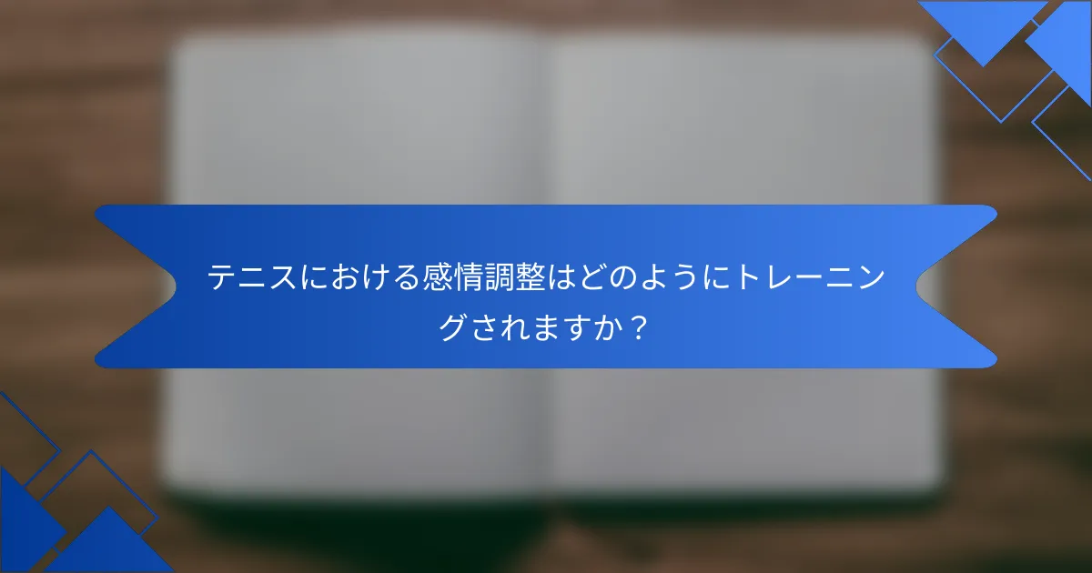 テニスにおける感情調整はどのようにトレーニングされますか？