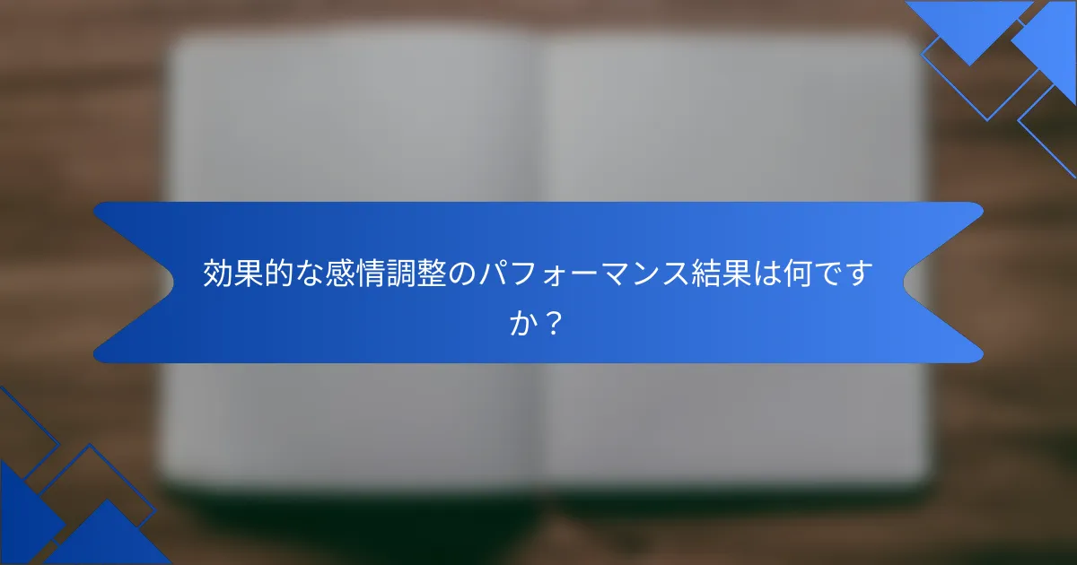 効果的な感情調整のパフォーマンス結果は何ですか？