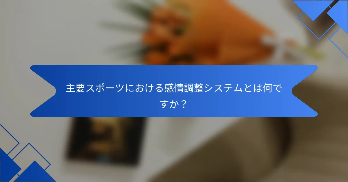 主要スポーツにおける感情調整システムとは何ですか？